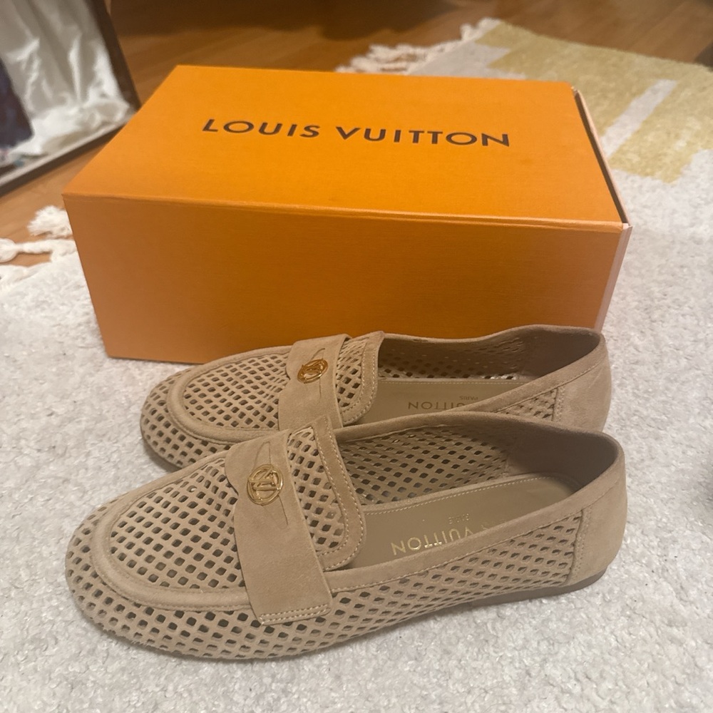 Louis Vuitton Beige Mesh Loafers
